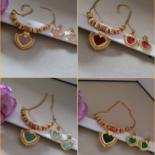 Traditional kerala palakka chain set with matching earring