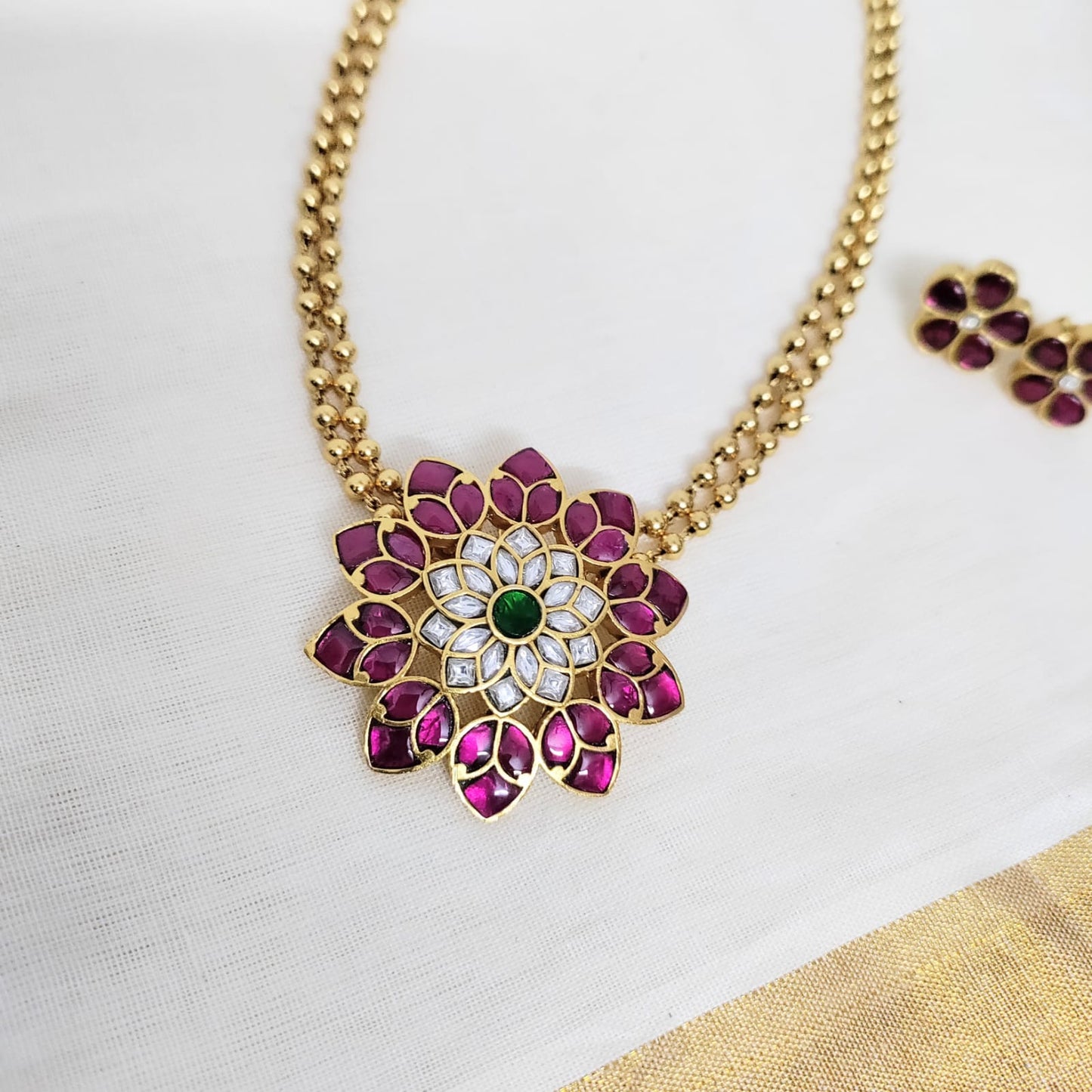 Jadau kundan floral chain set