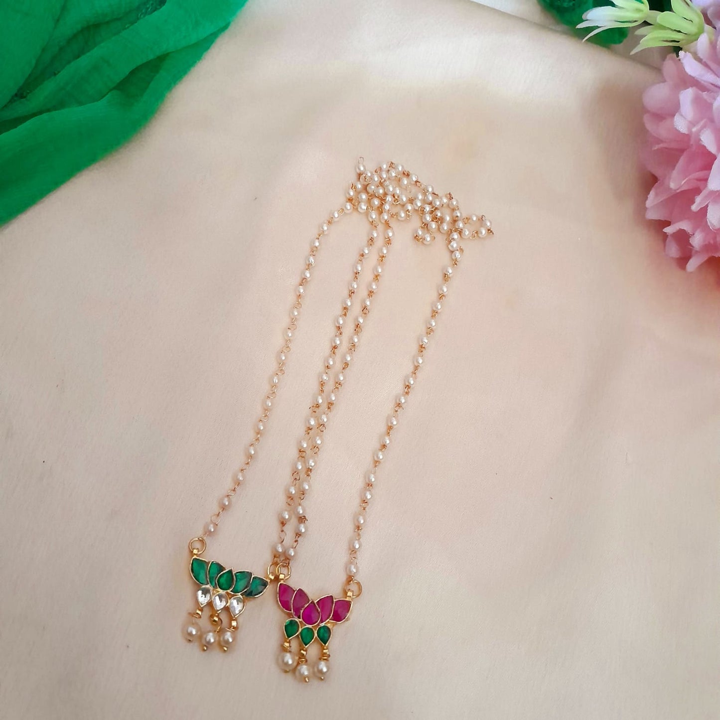 Lotus jadau pearl set