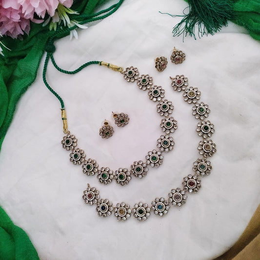 Kundan stone necklace set