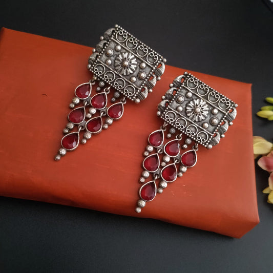 Ruby stone SLA earring