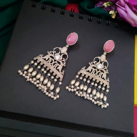 Pink stone SLA earring