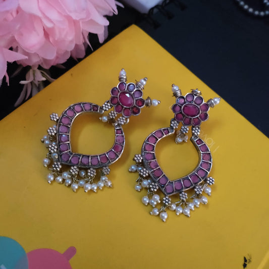 Ruby stone SLA earring