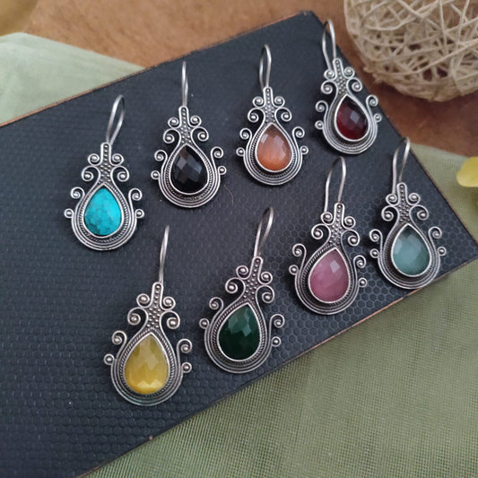 Drop stone hook earring