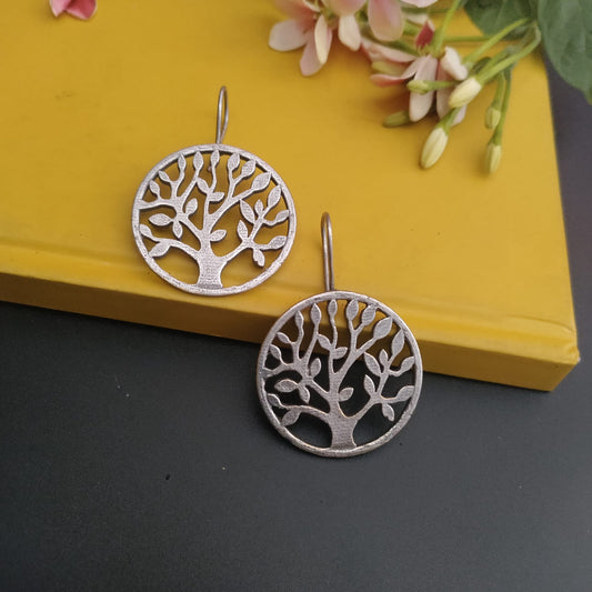 Round tree hook earring