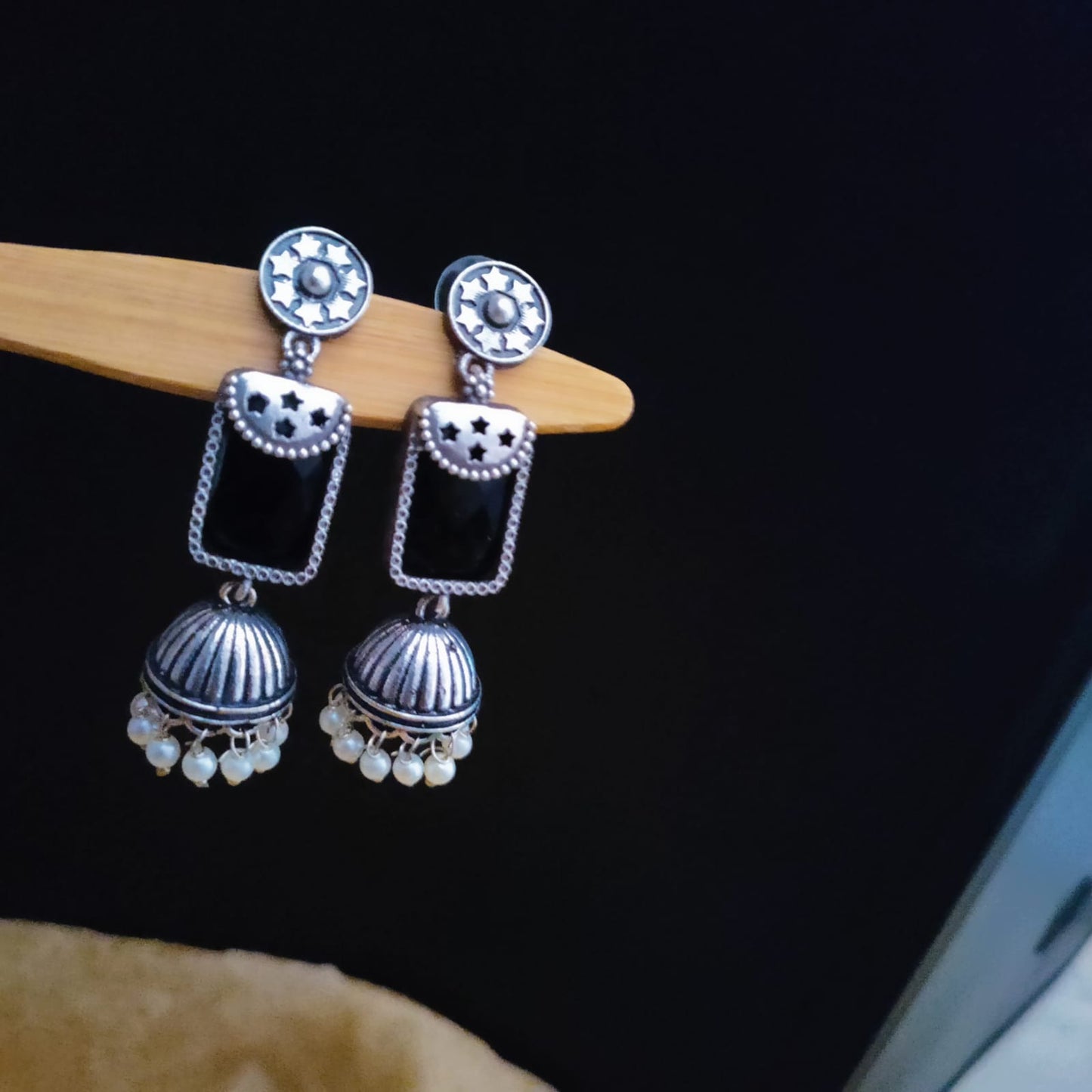 3 layered designer long jumkha earring