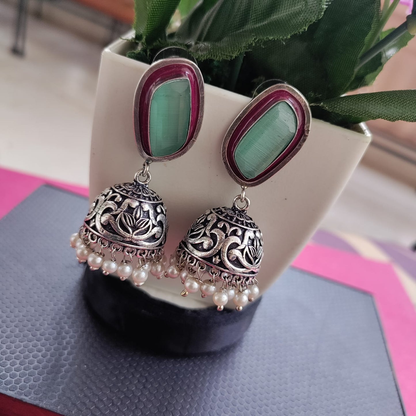 Stone jumkha earring