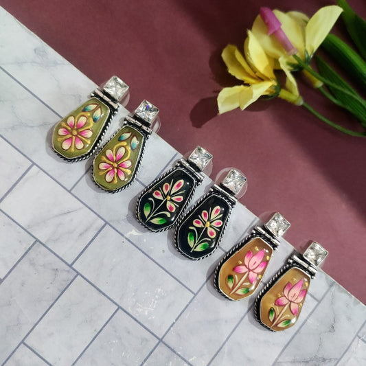 Tanjore floral painted earring