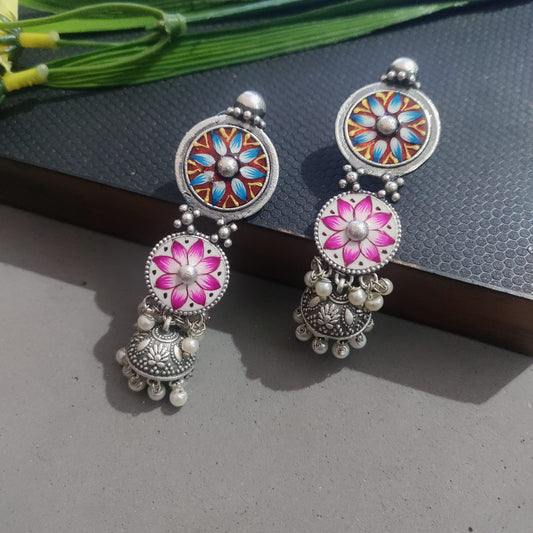 Handpainted exclusive earing with jumkha