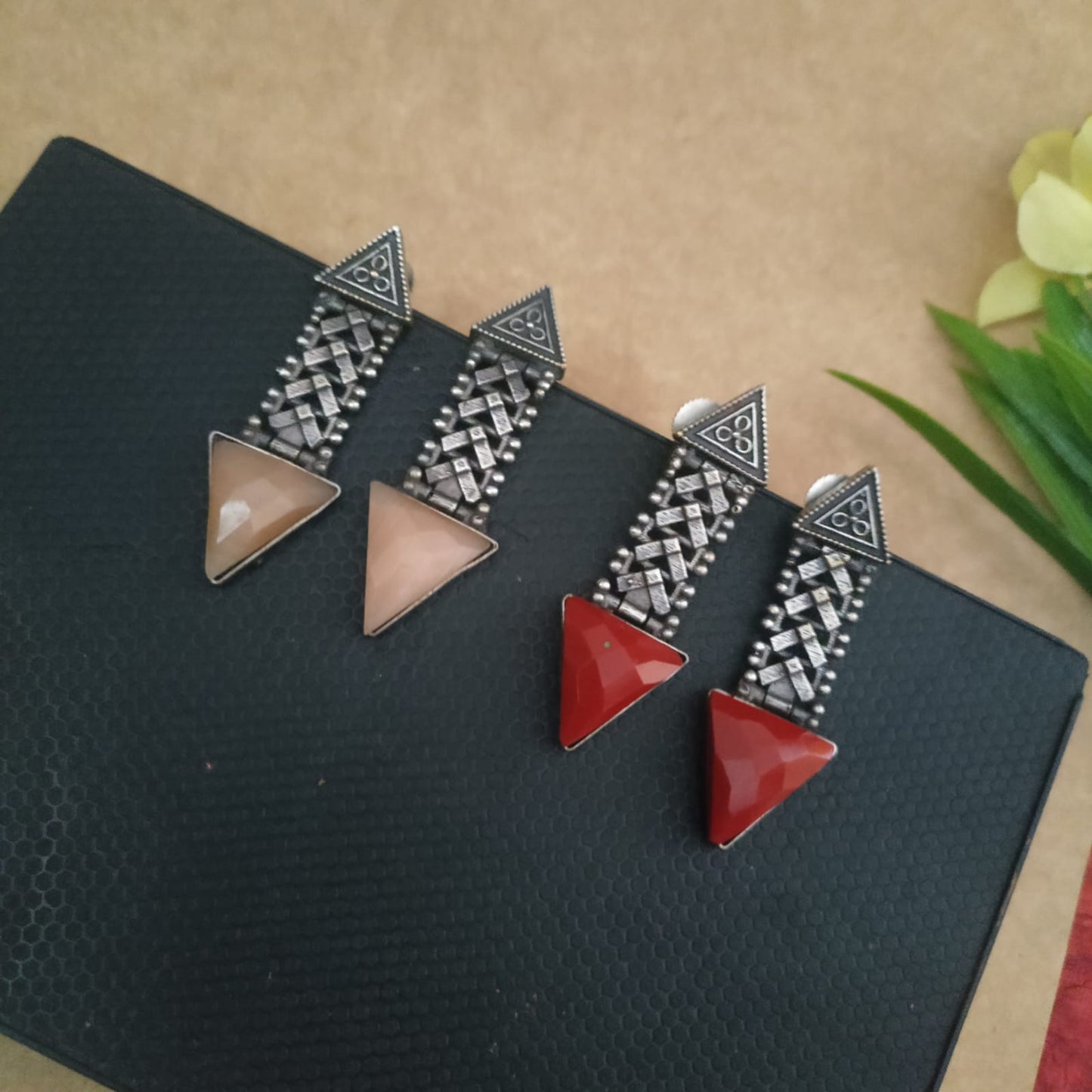 SLA stone earring - Long Triangle