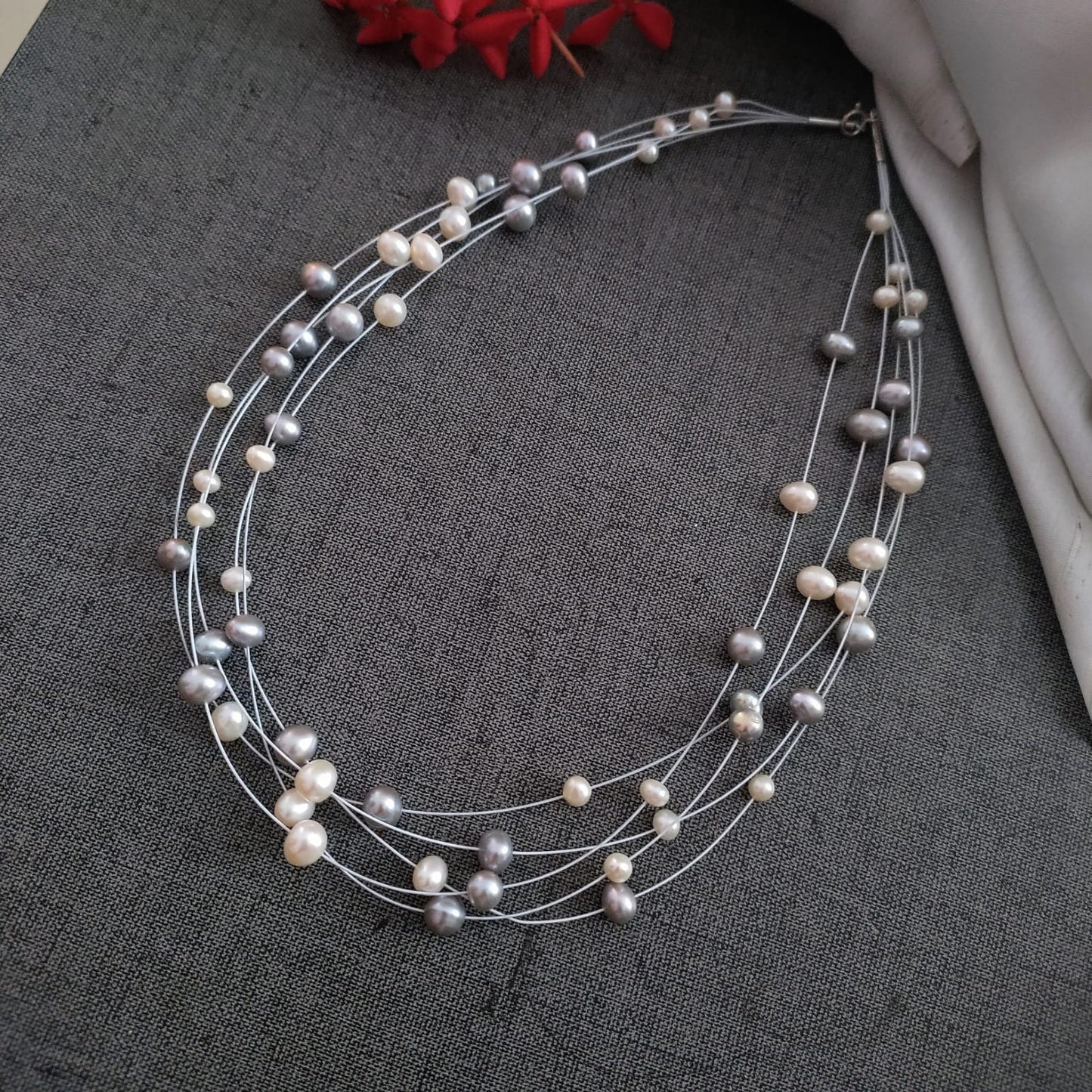 5 layer pearl necklace set