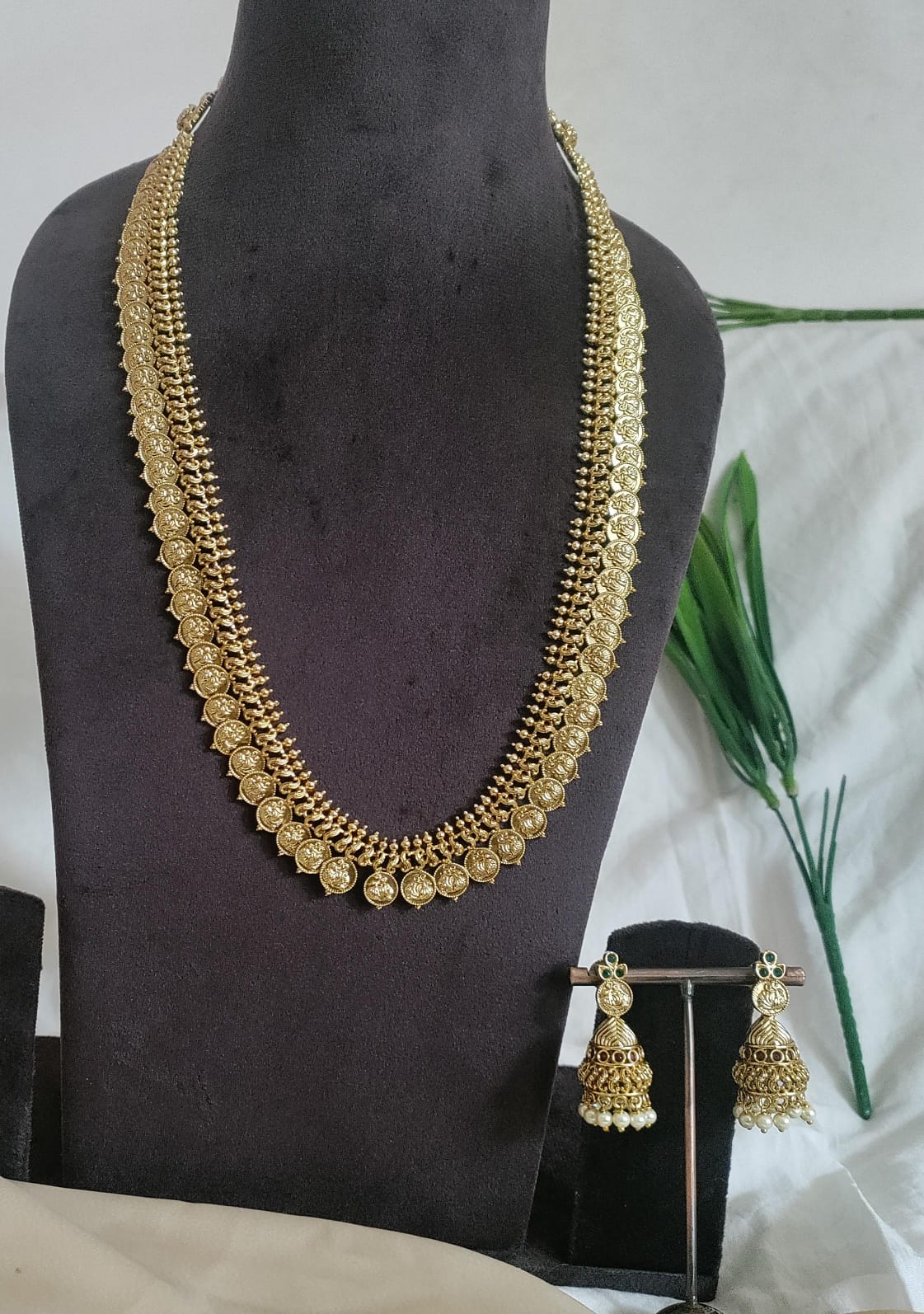 Long Lakshmi coin necklace set