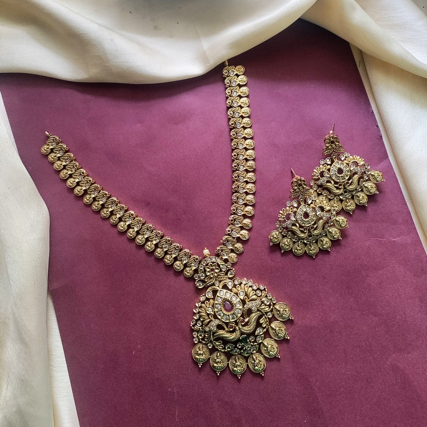 Lakshmi coin mid length necklace set