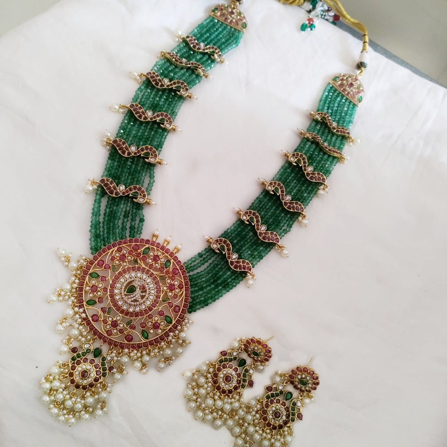 Beaded bridal gorgeous kemp necklace set long