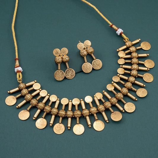 Antique gold two layered coin necklace