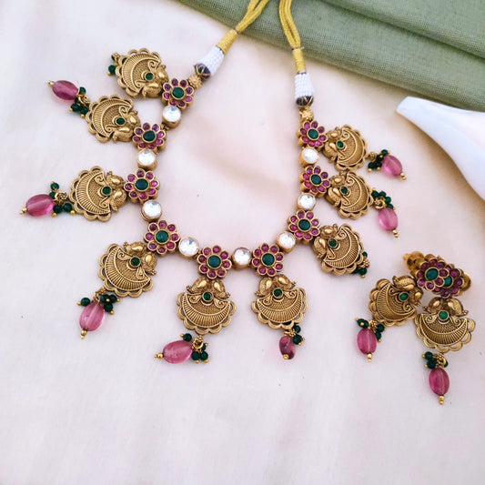 Rajwadi finish floral necklace