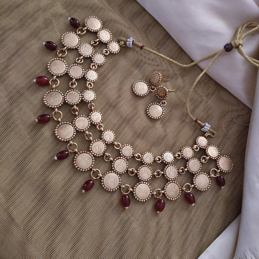 3 Layered necklace with ruby bead